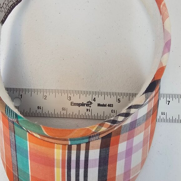 Ladies Athleisure Golf Sun Hat Visor Tennis Poolside Beachy Orange Blue Plaid - Picture 3 of 11